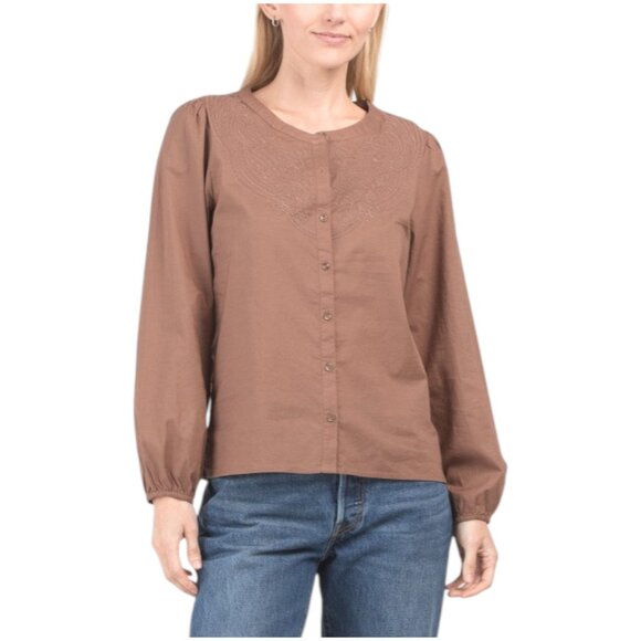 LUCKY BRAND Long Sleeve Button Down Blouse - Picture 1 of 3